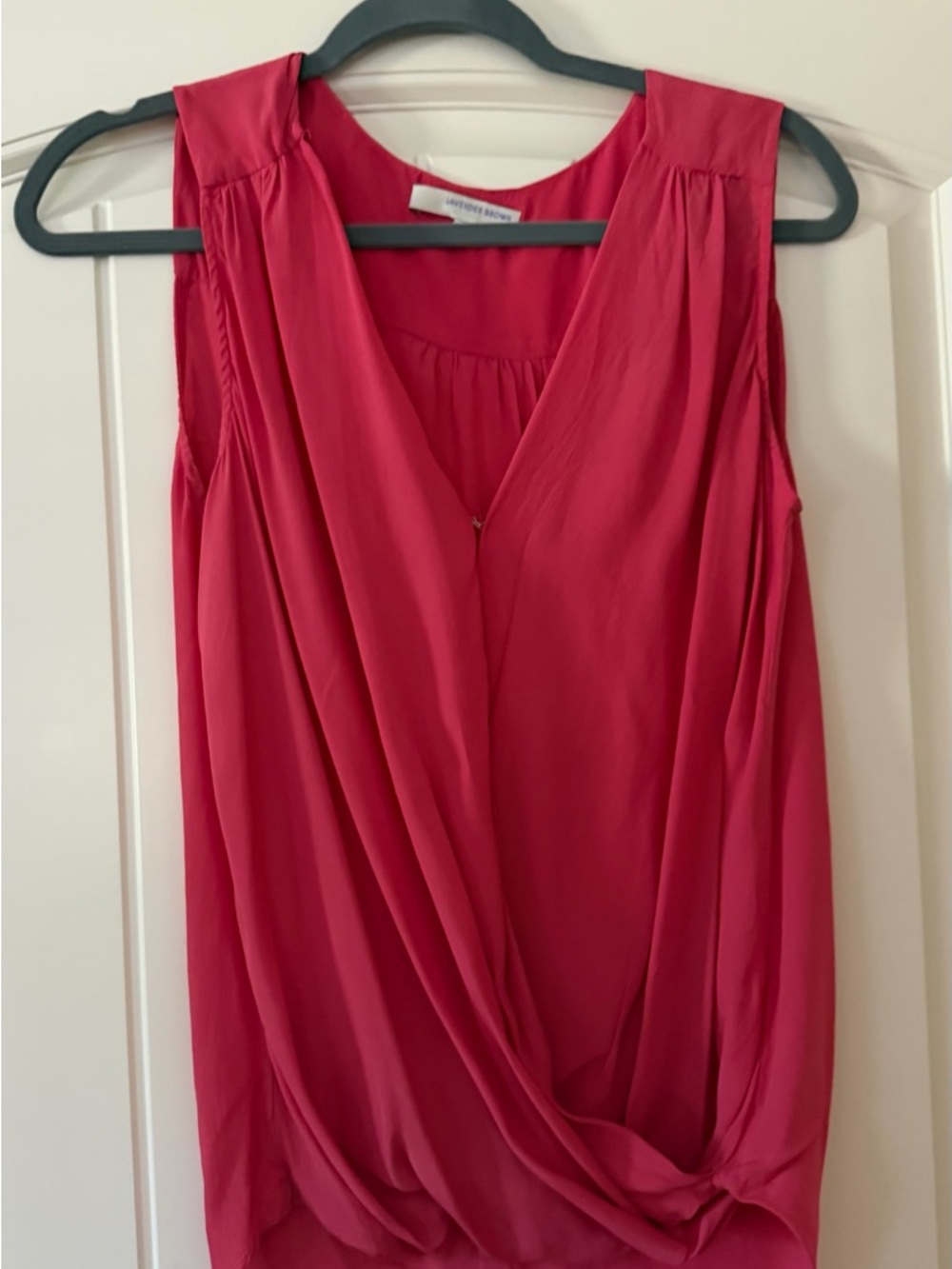 Lavender Brown Draped V-Neck Tank - Pink
